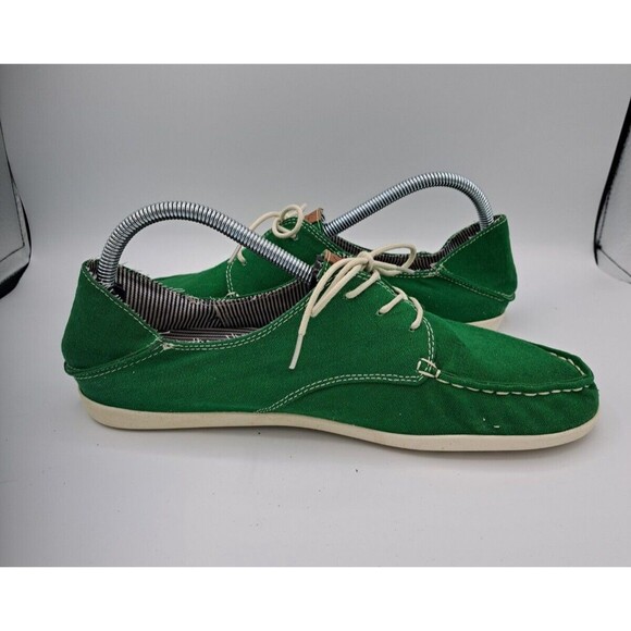 Olukai Heleuma Canvas Women Slip on Lace Up Boat Shoes in Green Size 10 - Picture 7 of 12